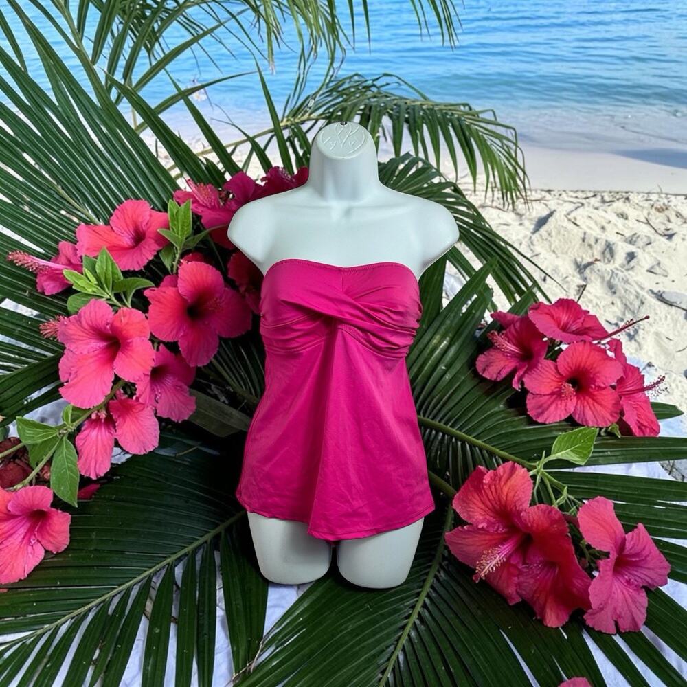 J.Crew 2 Piece Swimsuit Sz Medium Highwaist Bottom Strapless Bandeau Tankini New